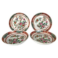 Antique Set of Four Chinese Porcelain Famille Rose Dishes Late 19th Century Circa 1880