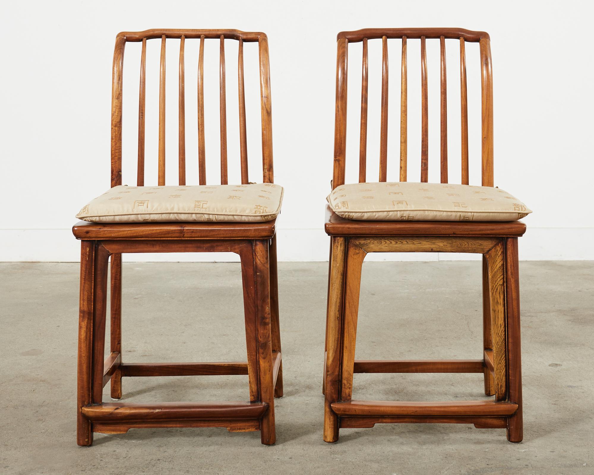 Set of Four Chinese Provincial Spindleback Elm Dining Chairs In Good Condition For Sale In Rio Vista, CA