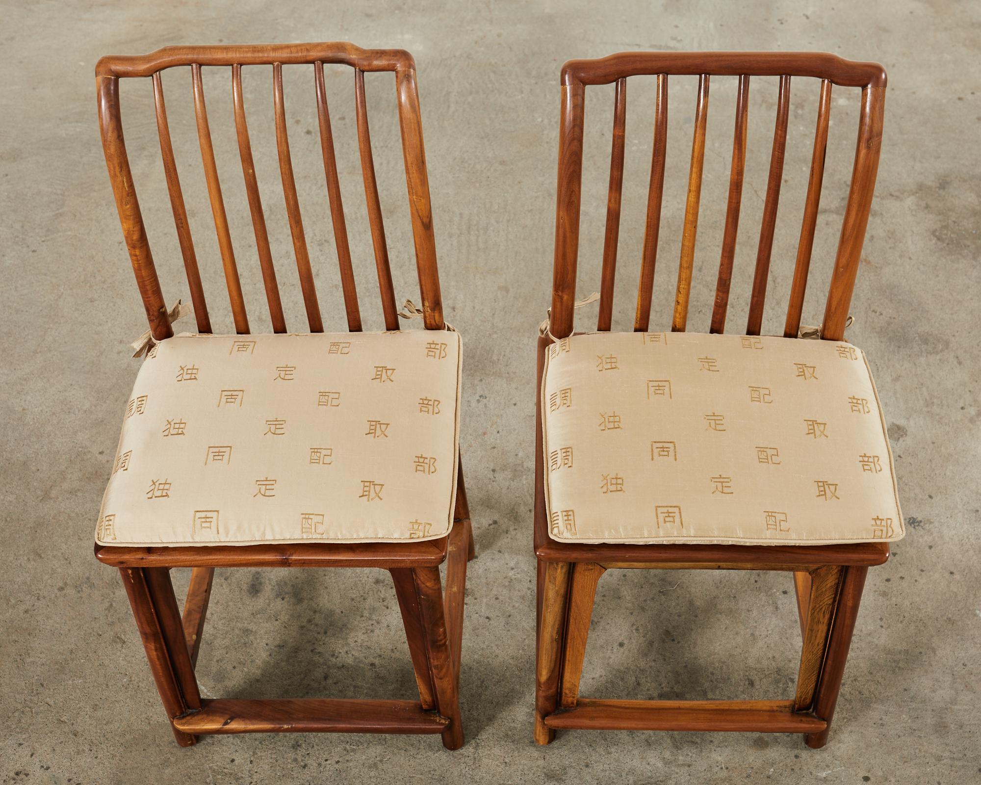 20th Century Set of Four Chinese Provincial Spindleback Elm Dining Chairs For Sale