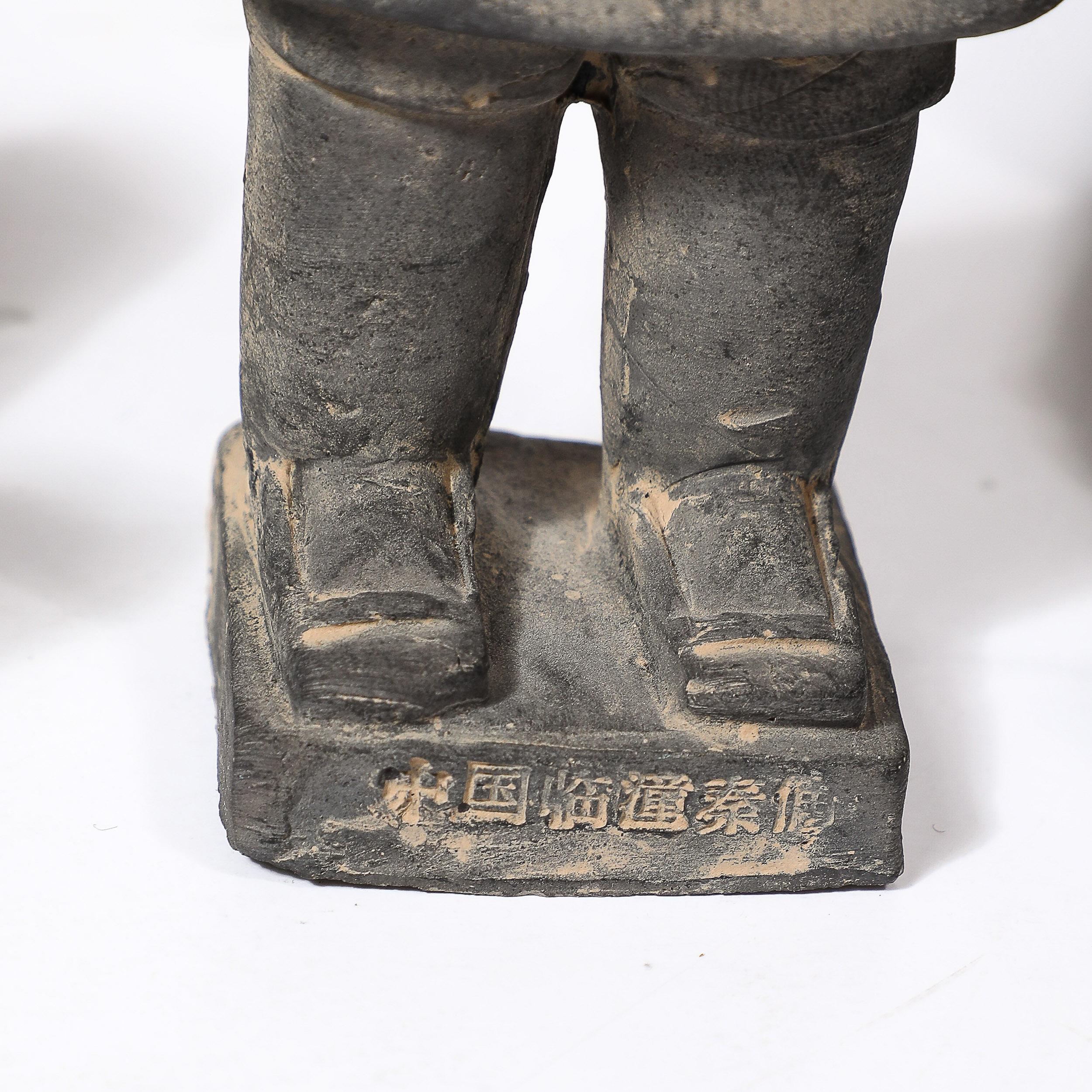 Set di quattro sculture di guerrieri di terracotta in stile mausoleo cinese di Qin Shi Huang in vendita 8