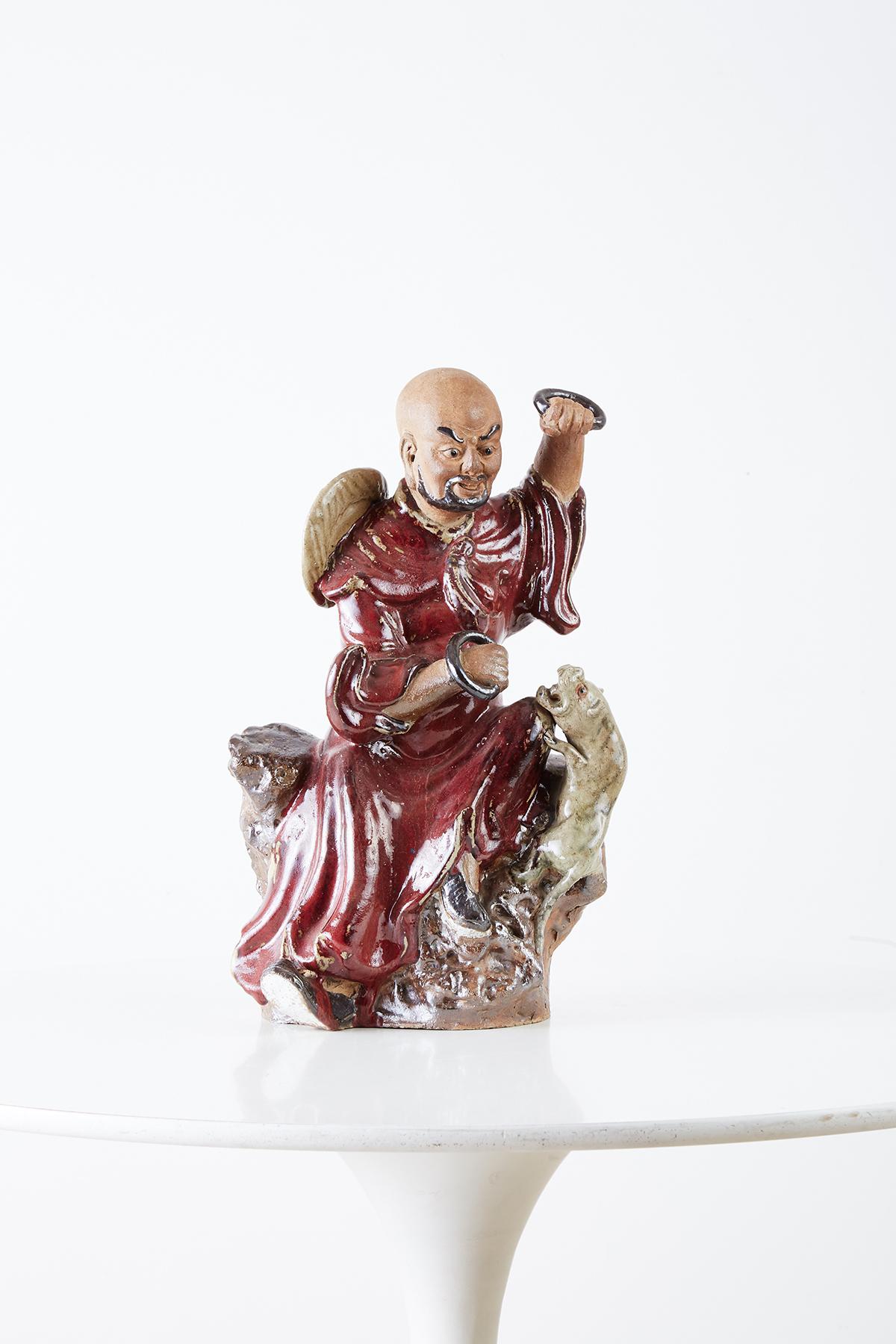 Fait main Ensemble de quatre divinités immortelaires chinoises en poterie de Shiwan en vente