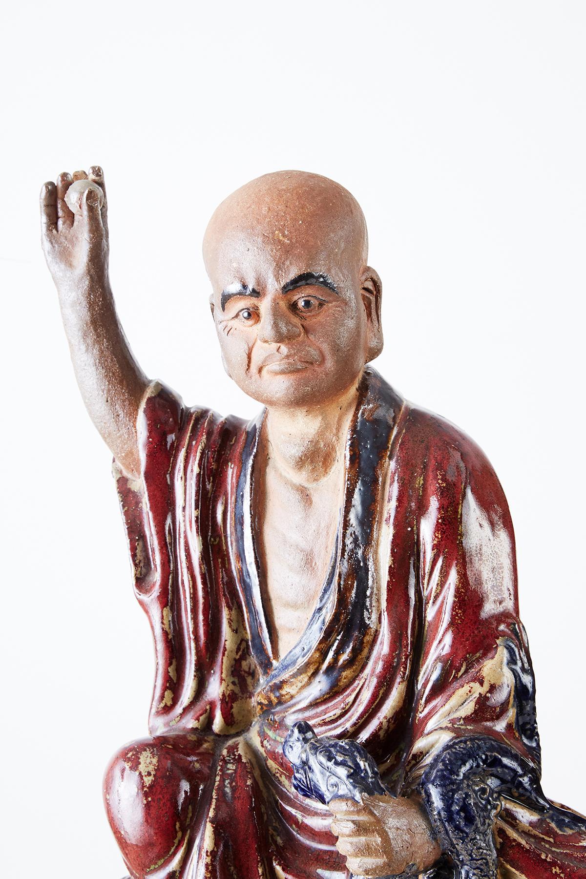 Satz von vier chinesischen Shiwan-Keramik unsterblichen Gottheiten im Zustand „Gut“ im Angebot in Rio Vista, CA