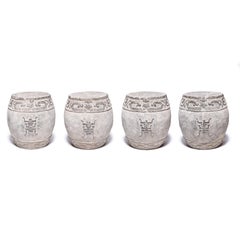 Set of Four Chinese Trailing Vine Stone Drums