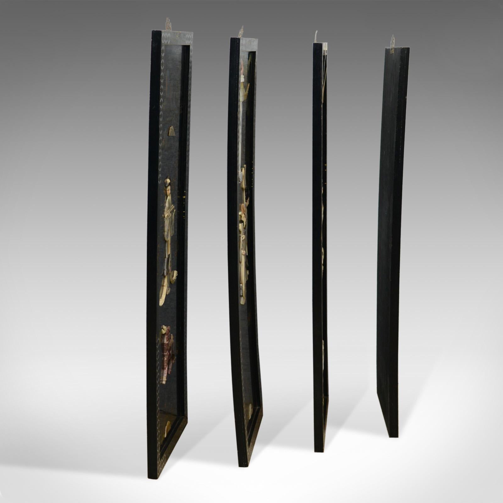 Set of Four Chinese Wall Panels, Decorative, Mother of Pearl, Soapstone 2
