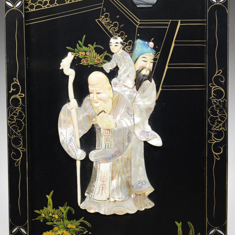 Set Of Four Chinese Wall Panels Decorative Mother Of Pearl Soapstone At 1stdibs