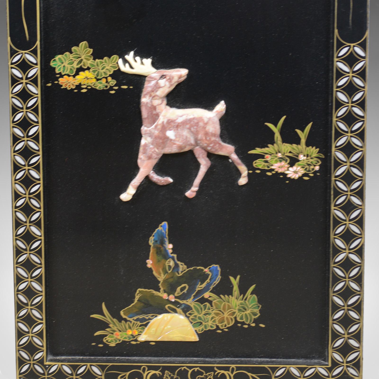 Set of Four Chinese Wall Panels, Decorative, Mother of Pearl, Soapstone In Good Condition In Hele, Devon, GB