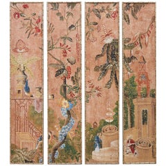 Set of Four Chinoiserie Painted Faux Bamboo Panels