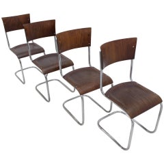 Set of Four Chrome Bauhaus Chairs, Mart Stam