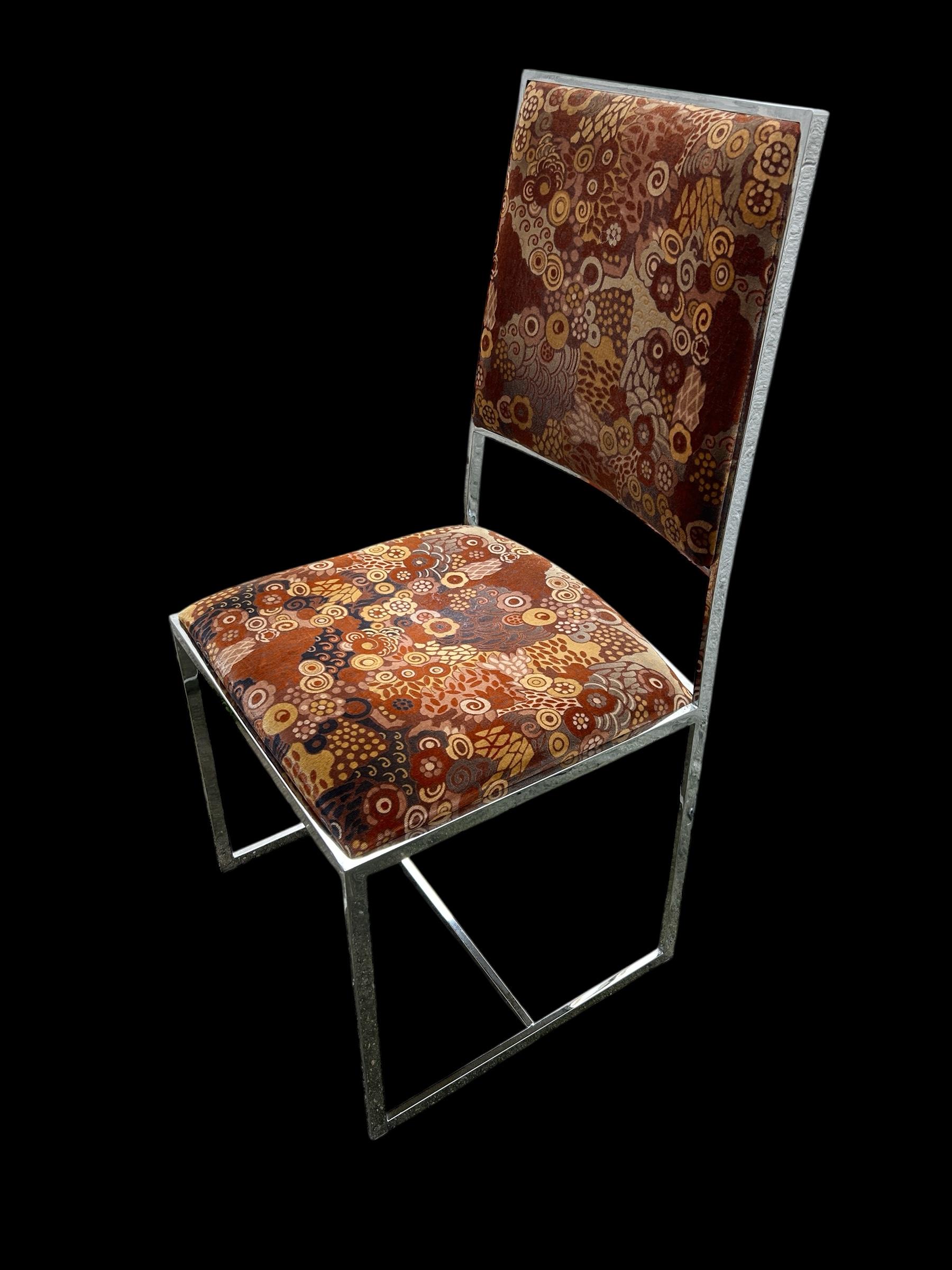 Shaker set of four chrome chairs attributed to Willy Rizzo For Sale