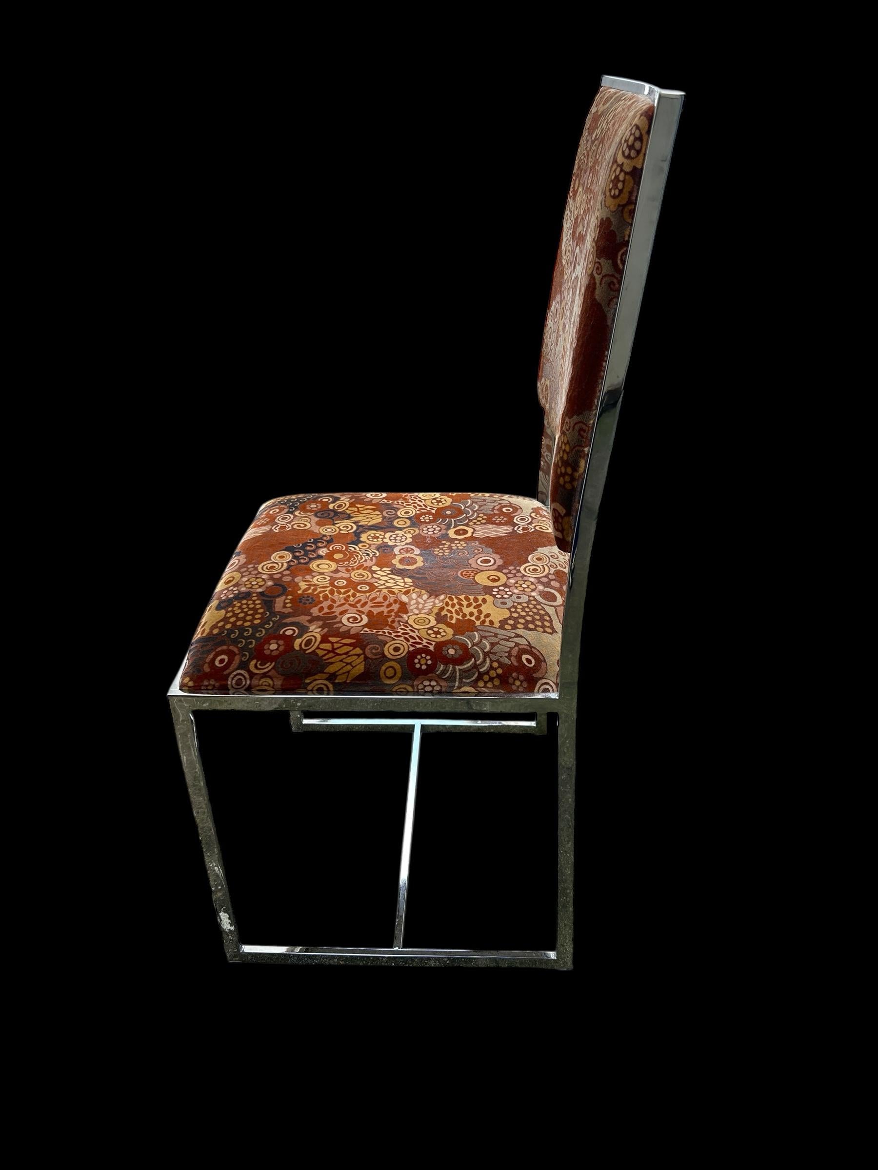 Italian set of four chrome chairs attributed to Willy Rizzo For Sale