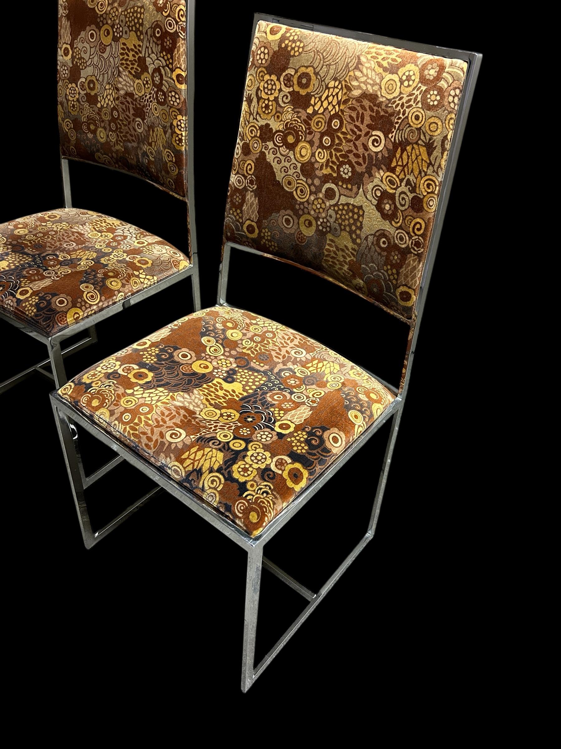 set of four chrome chairs attributed to Willy Rizzo For Sale 2