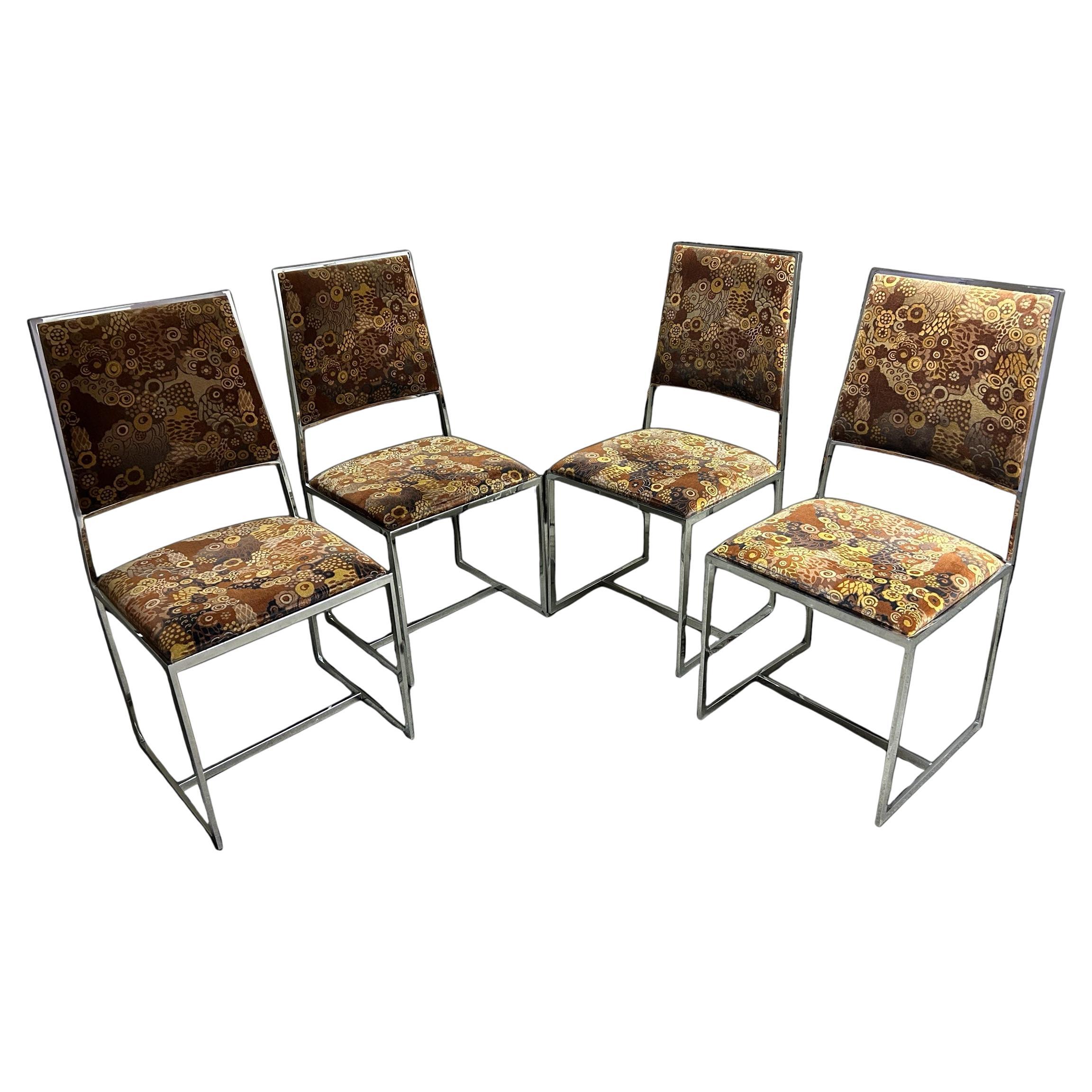 set of four chrome chairs attributed to Willy Rizzo For Sale