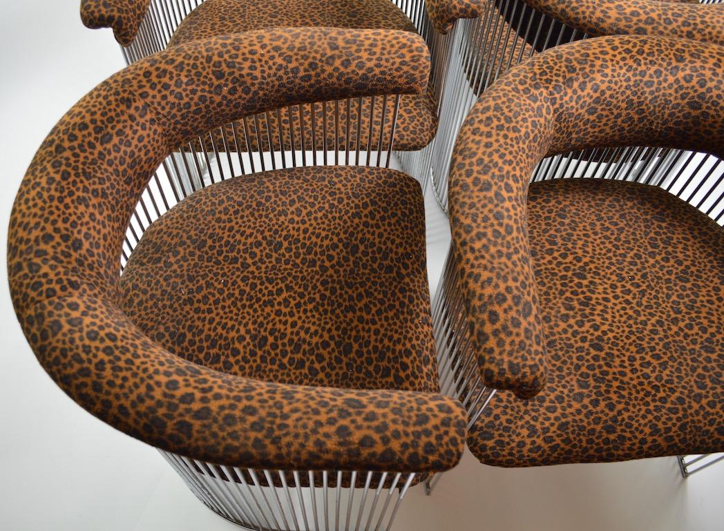 Set of Four Chrome Chairs with Cheetah Print Upholstery 9