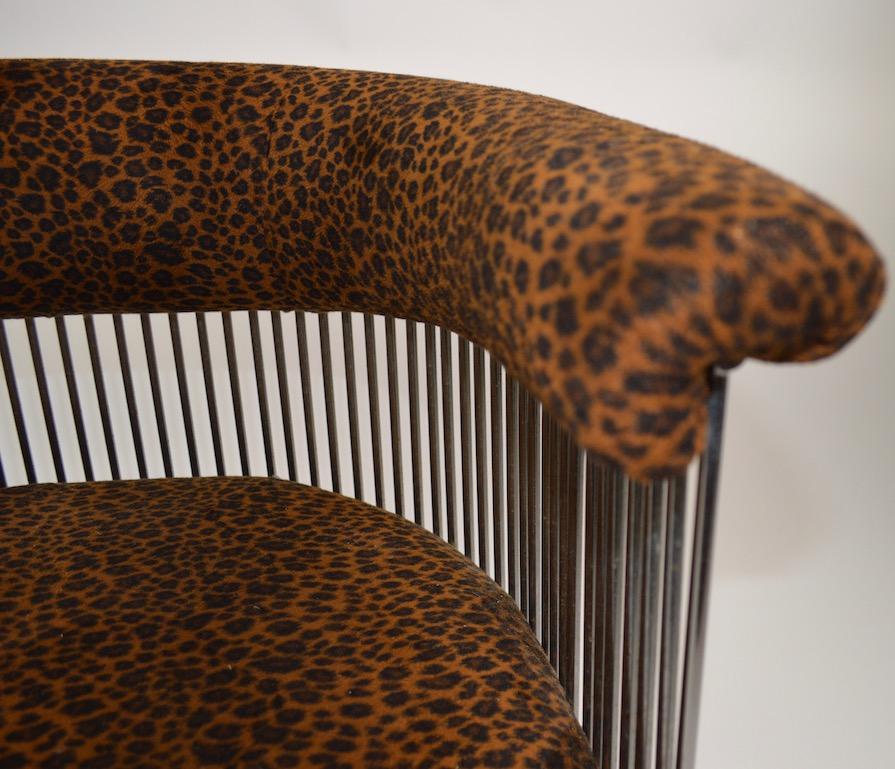 Set of Four Chrome Chairs with Cheetah Print Upholstery In Good Condition In New York, NY