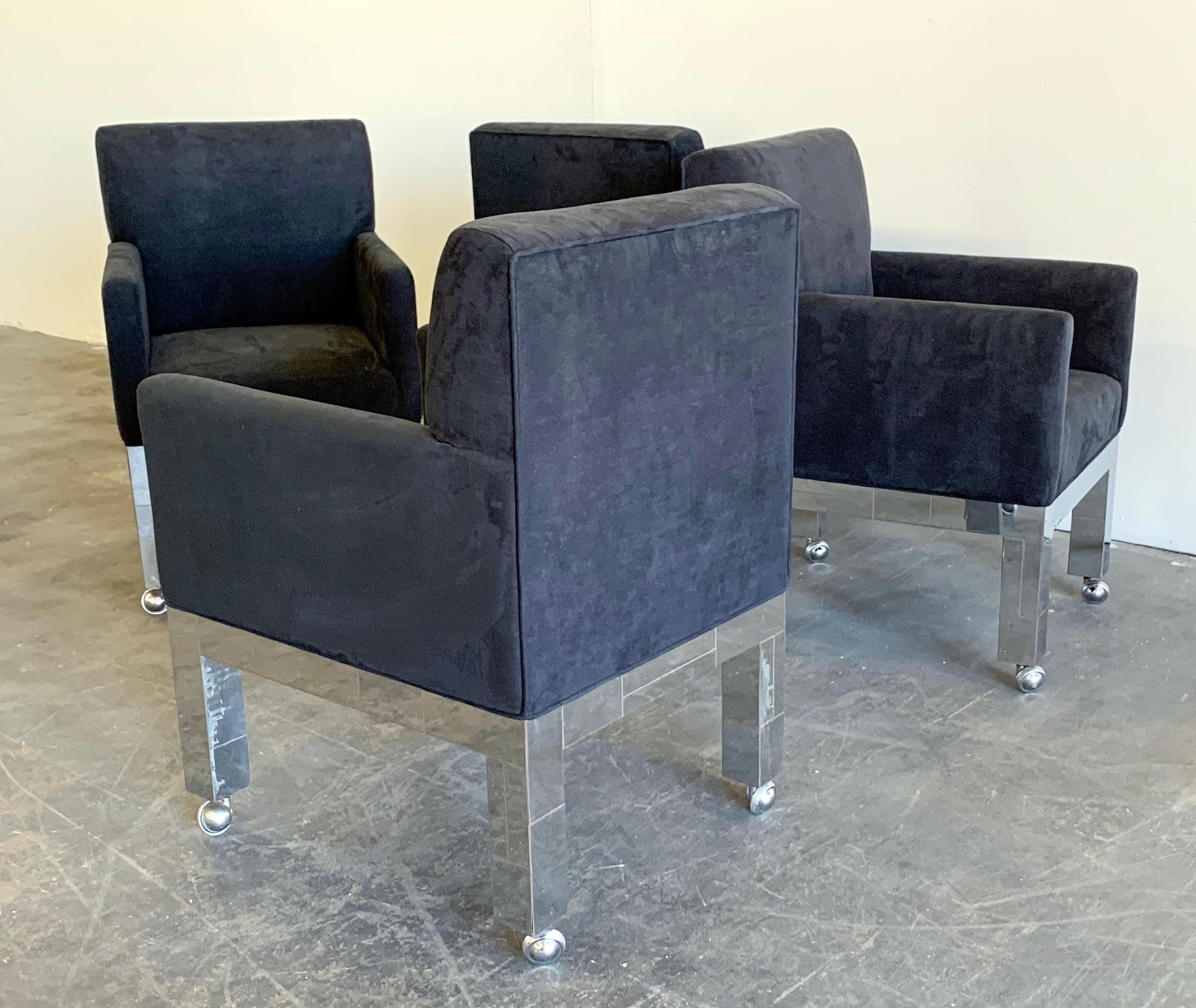 Set aus vier verchromten Cityscape-Stühlen von Paul Evans für Directional im Zustand „Gut“ im Angebot in Culver City, CA