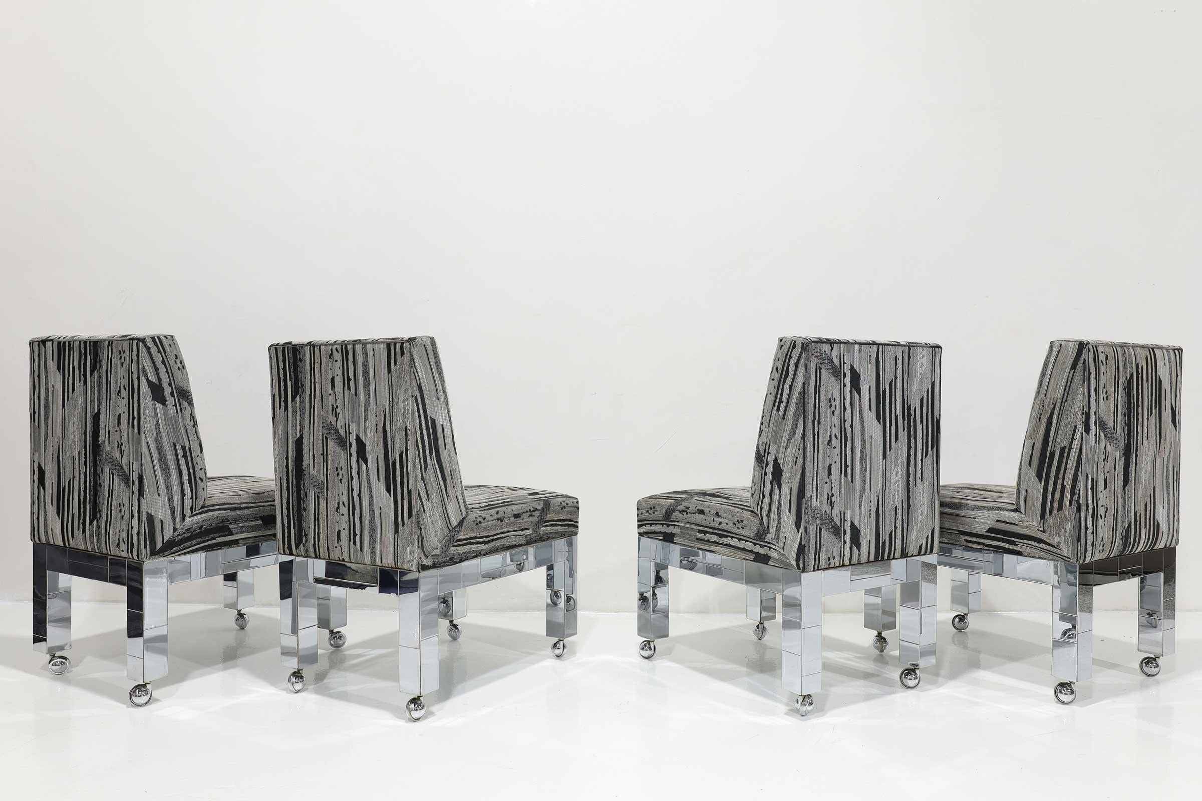 Set di quattro sedie da pranzo Cityscape cromate di Paul Evans per Directional in vendita 4