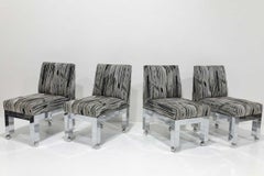 Set of Four Chrome Cityscape Dining Chairs by Paul Evans for Directional