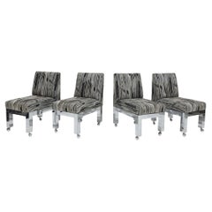 Set of Four Chrome Cityscape Dining Chairs by Paul Evans for Directional