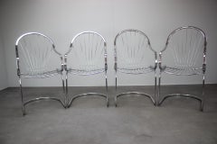 Set of Four Chrome Dining Chairs by Gastone Rinaldi for RIMA, Italy, Circa 1970s