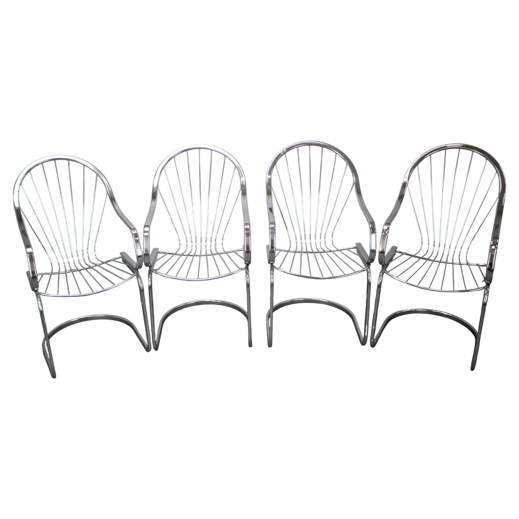 Set of Four Chrome Dining Chairs by Gastone Rinaldi for RIMA, Italy, Circa 1970s