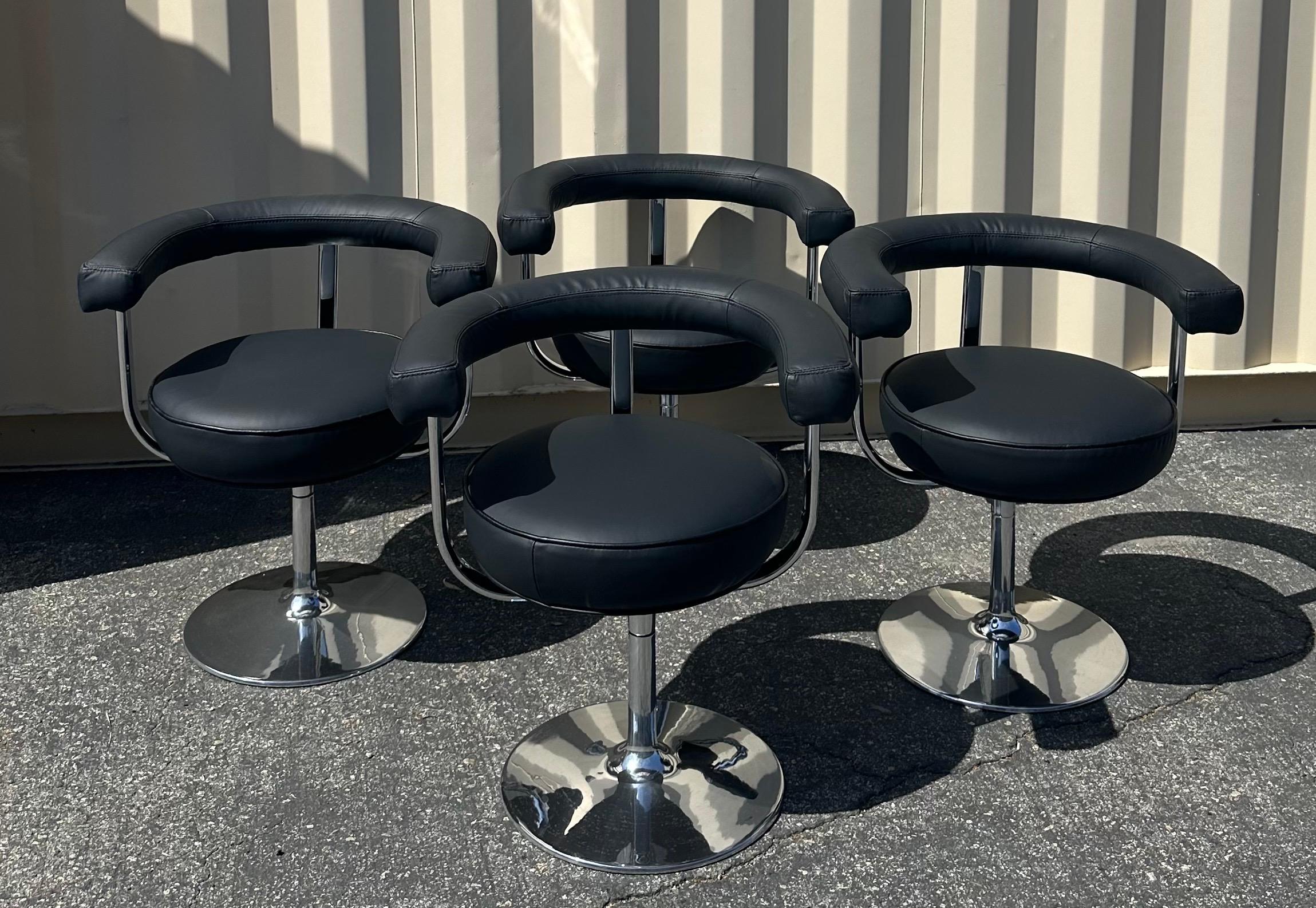 Ensemble de quatre chaises « polaire » en chrome et cuir d'Esko Pajamies pour Lepo Finn en vente 2