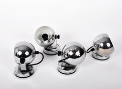 Set of Four Chromed Adjustable Wall Spotlights, Italy 1970s, Lighting