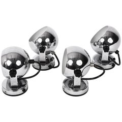 Set of Four Chromed Adjustable Wall Spotlights, Italy 1970s, Lighting
