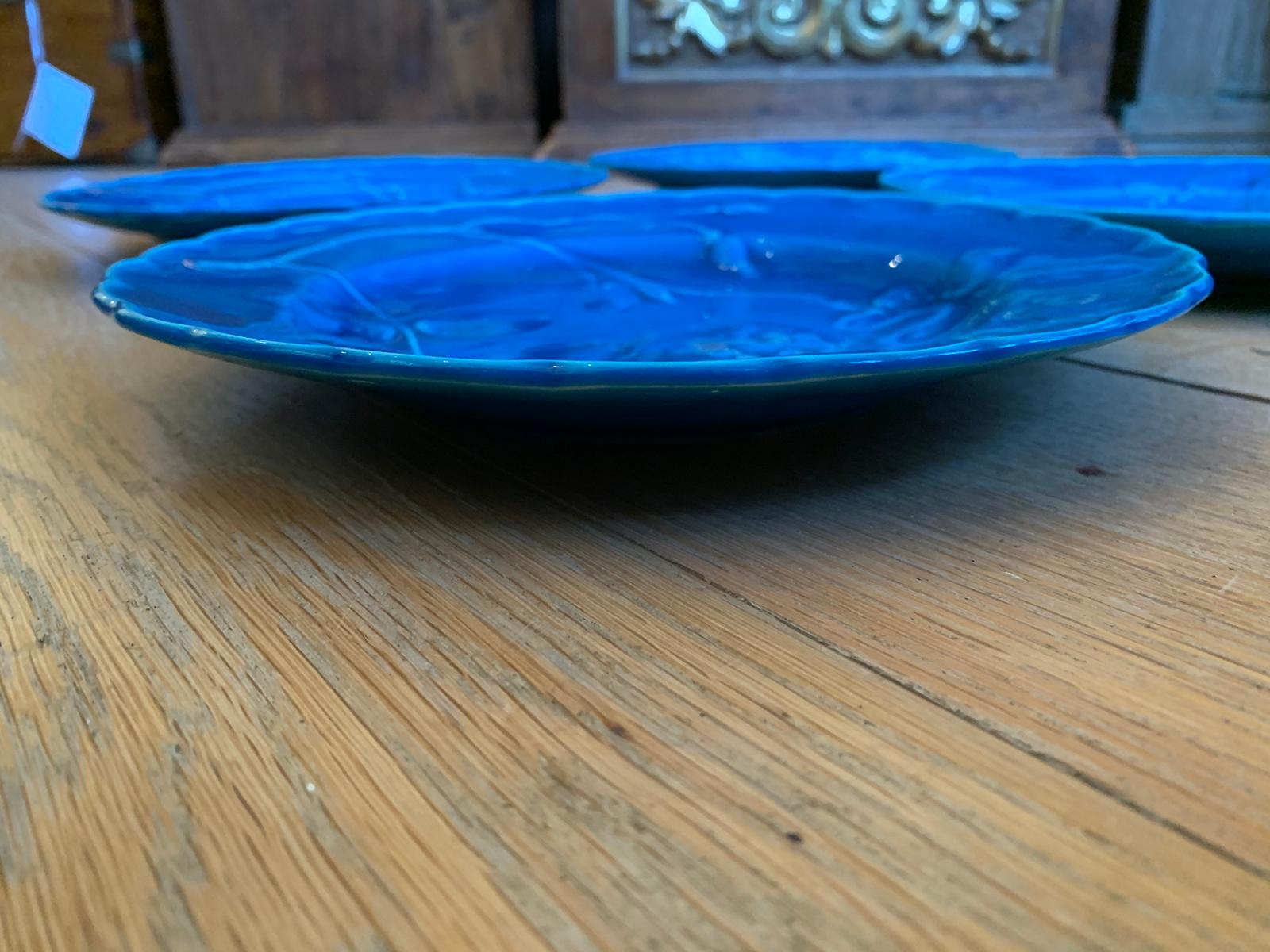 Set of Four circa 1875 Blue Minton Plates after Royal Worcester's 