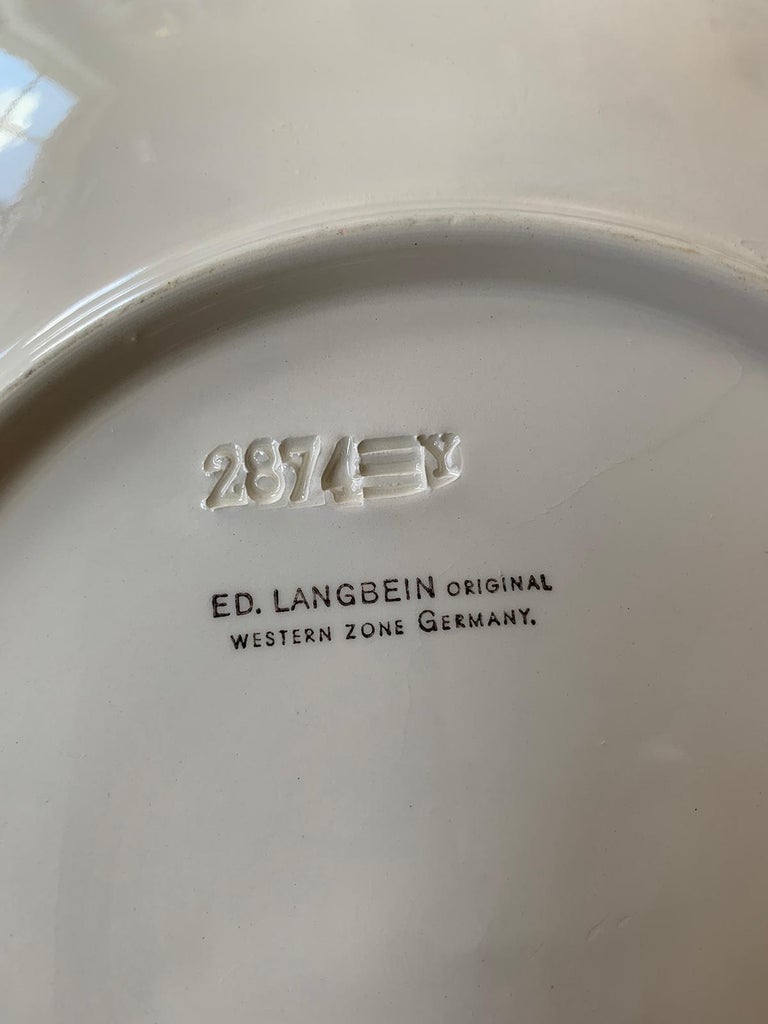 Set of Four circa 1950s White Ceramic Embossed Fruit Plates by Ed