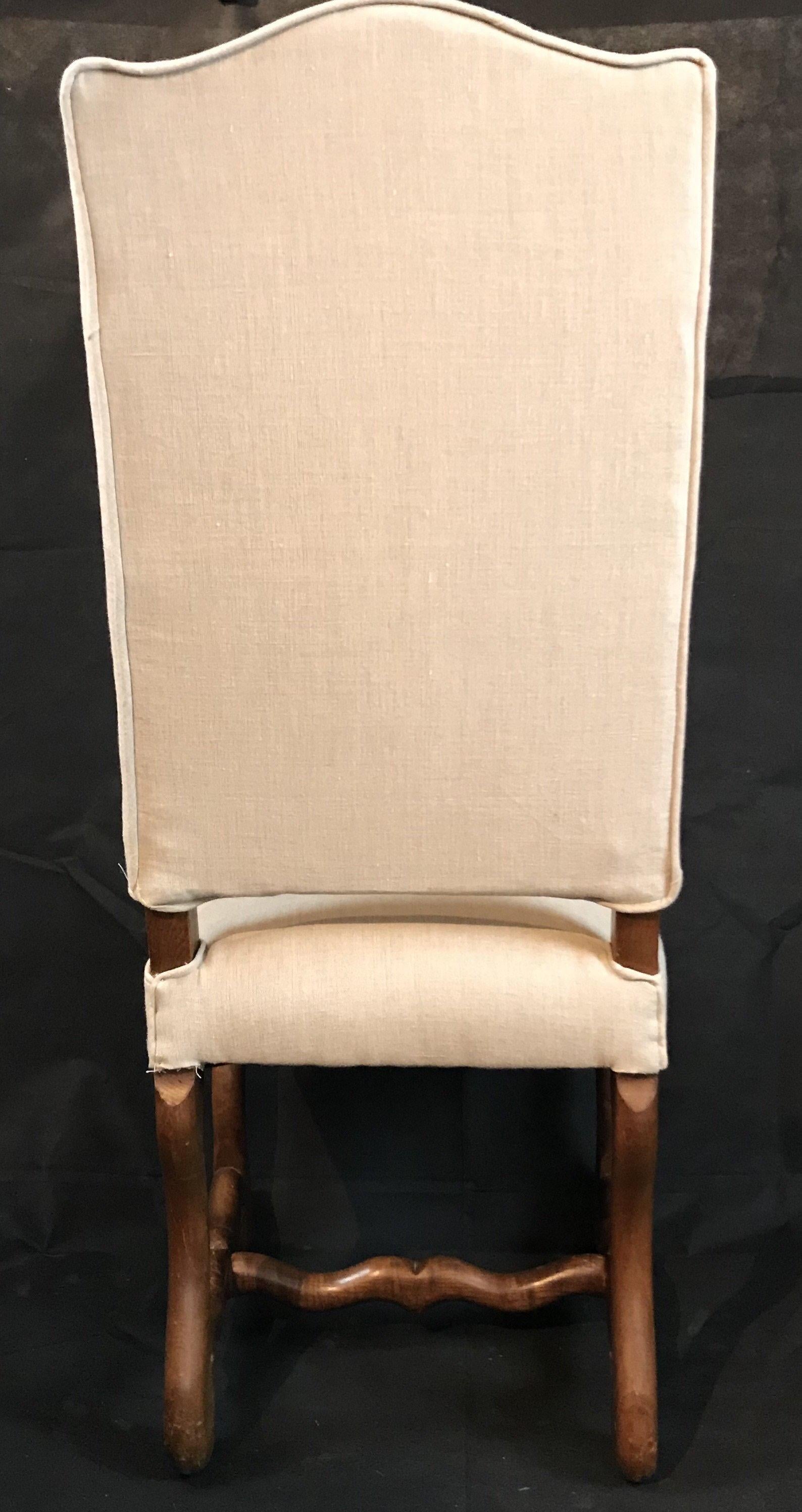 Set of Four Classic French Os de Mouton Walnut Dining Chairs 4