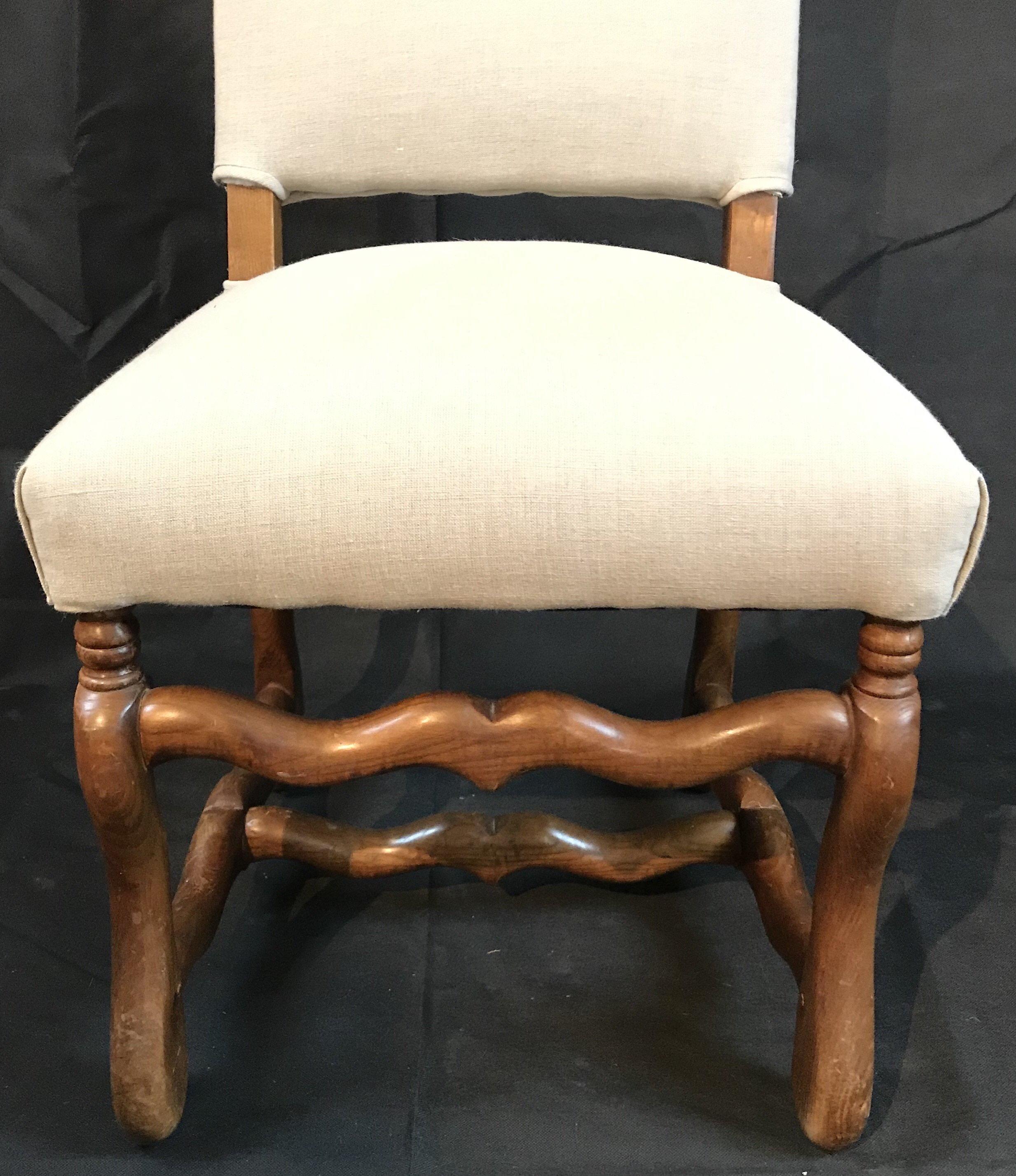Set of Four Classic French Os de Mouton Walnut Dining Chairs 3