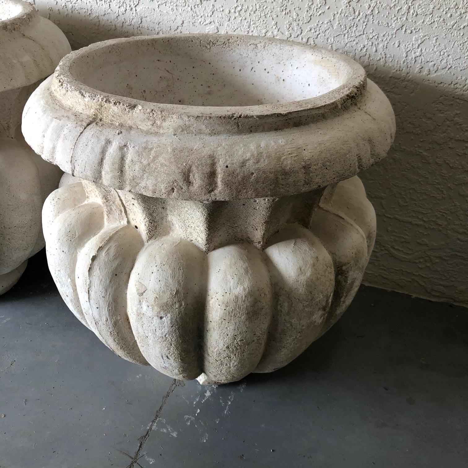 North American Set of Four Classic Large Cast Stone Garden Urns