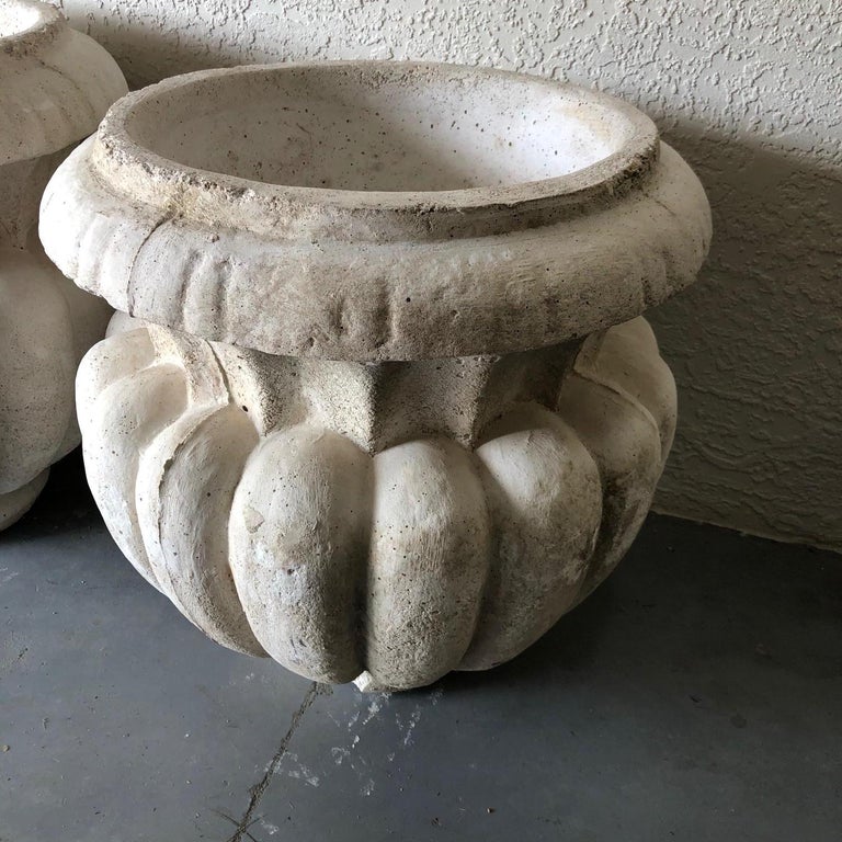 Set of Four Classic Large Cast Stone Garden Urns For Sale at 1stDibs