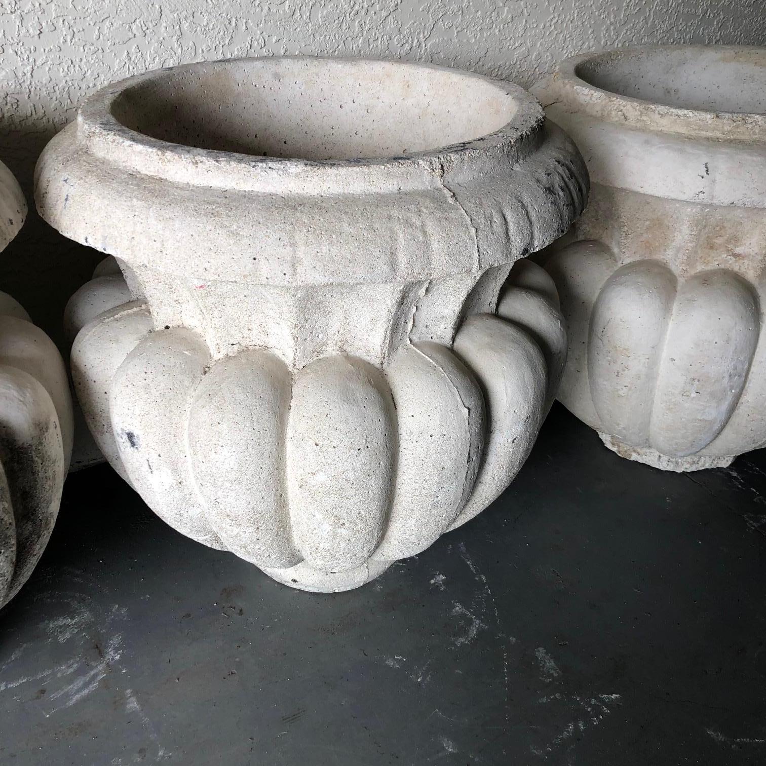 Set of Four Classic Large Cast Stone Garden Urns 2