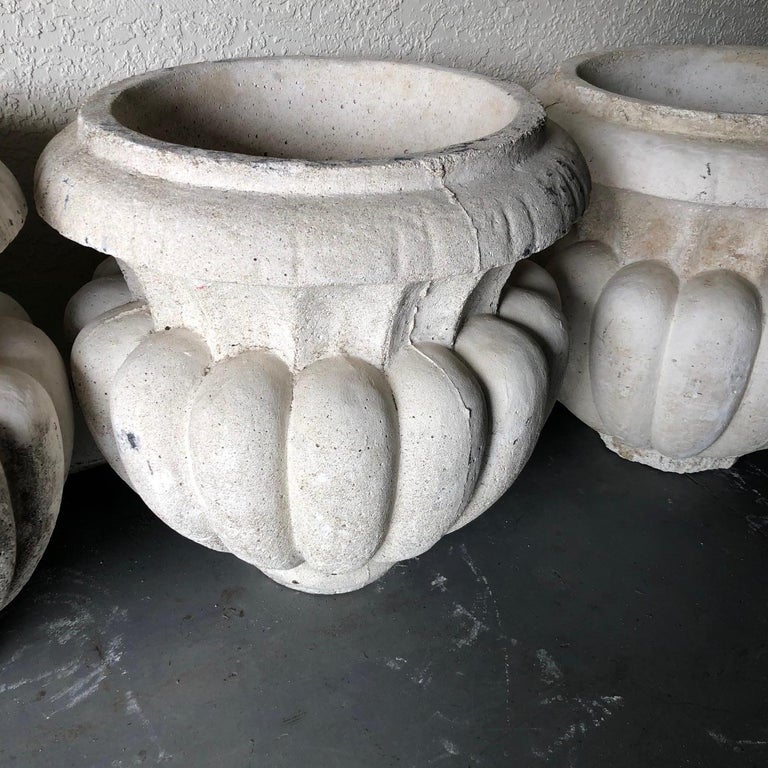 Set of Four Classic Large Cast Stone Garden Urns For Sale 2