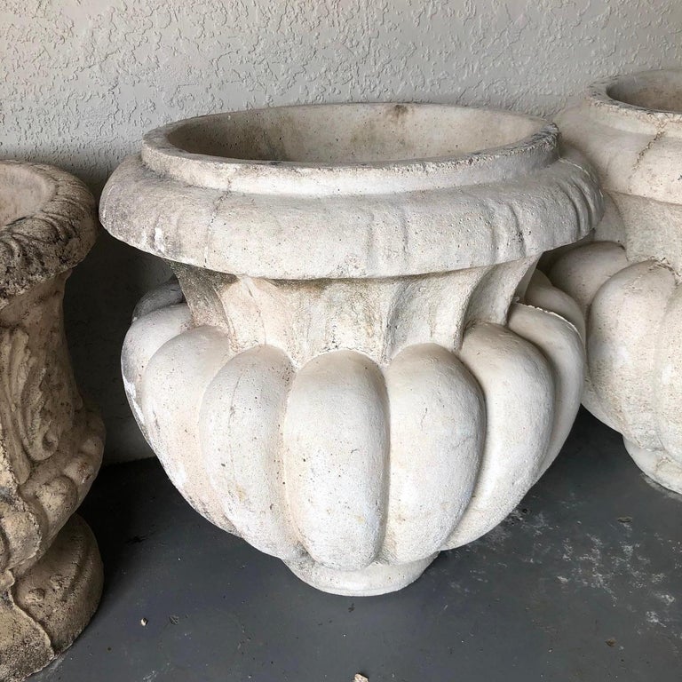 Set of Four Classic Large Cast Stone Garden Urns For Sale at 1stDibs