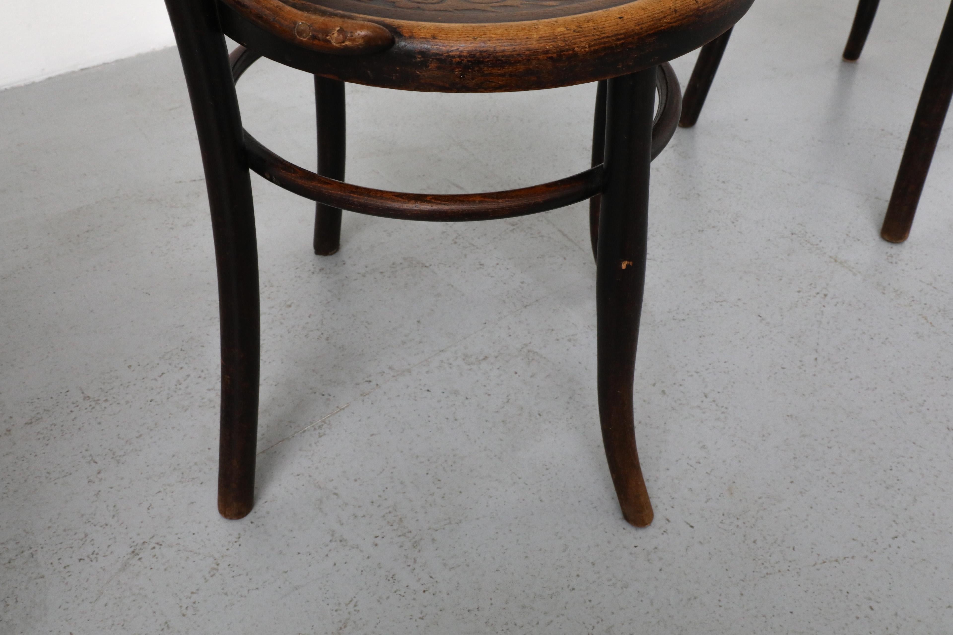 Set of Four Classic Pre-Thonet Bentwood Cafe Chairs by Mundus and J. & J. Kohn For Sale 7
