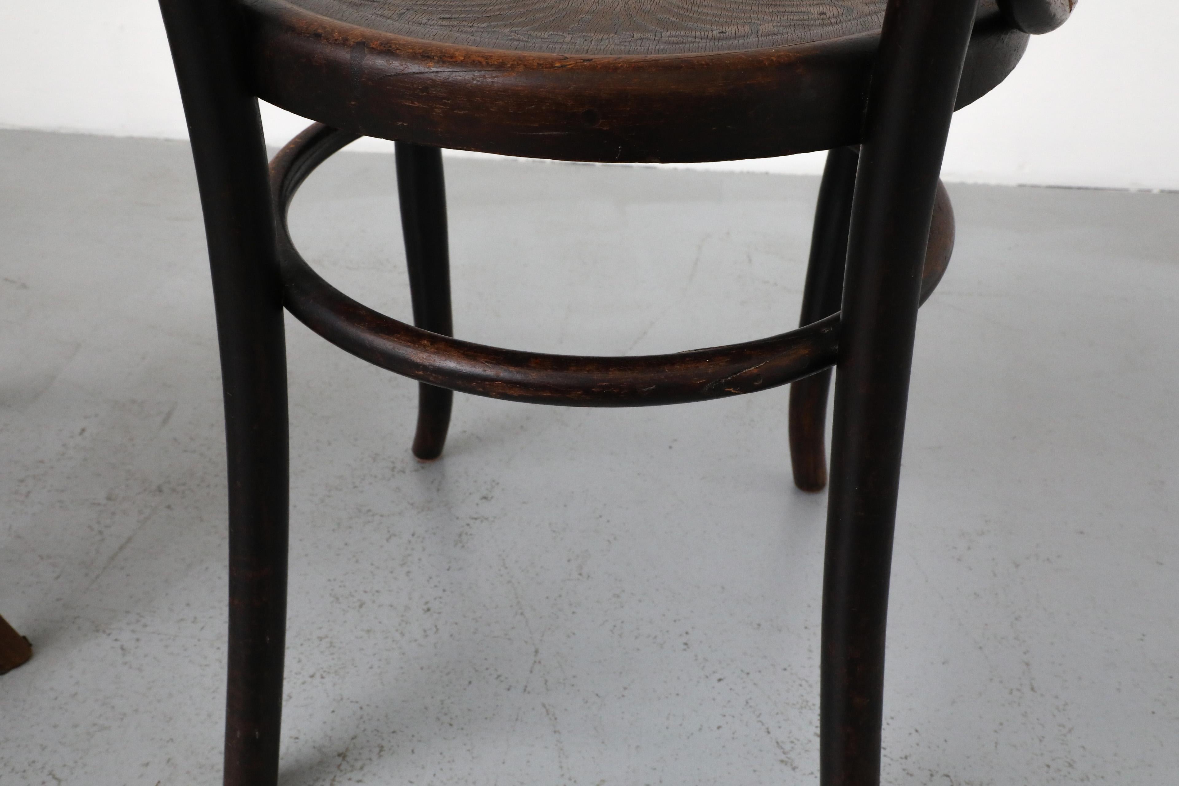 Set of Four Classic Pre-Thonet Bentwood Cafe Chairs by Mundus and J. & J. Kohn For Sale 9