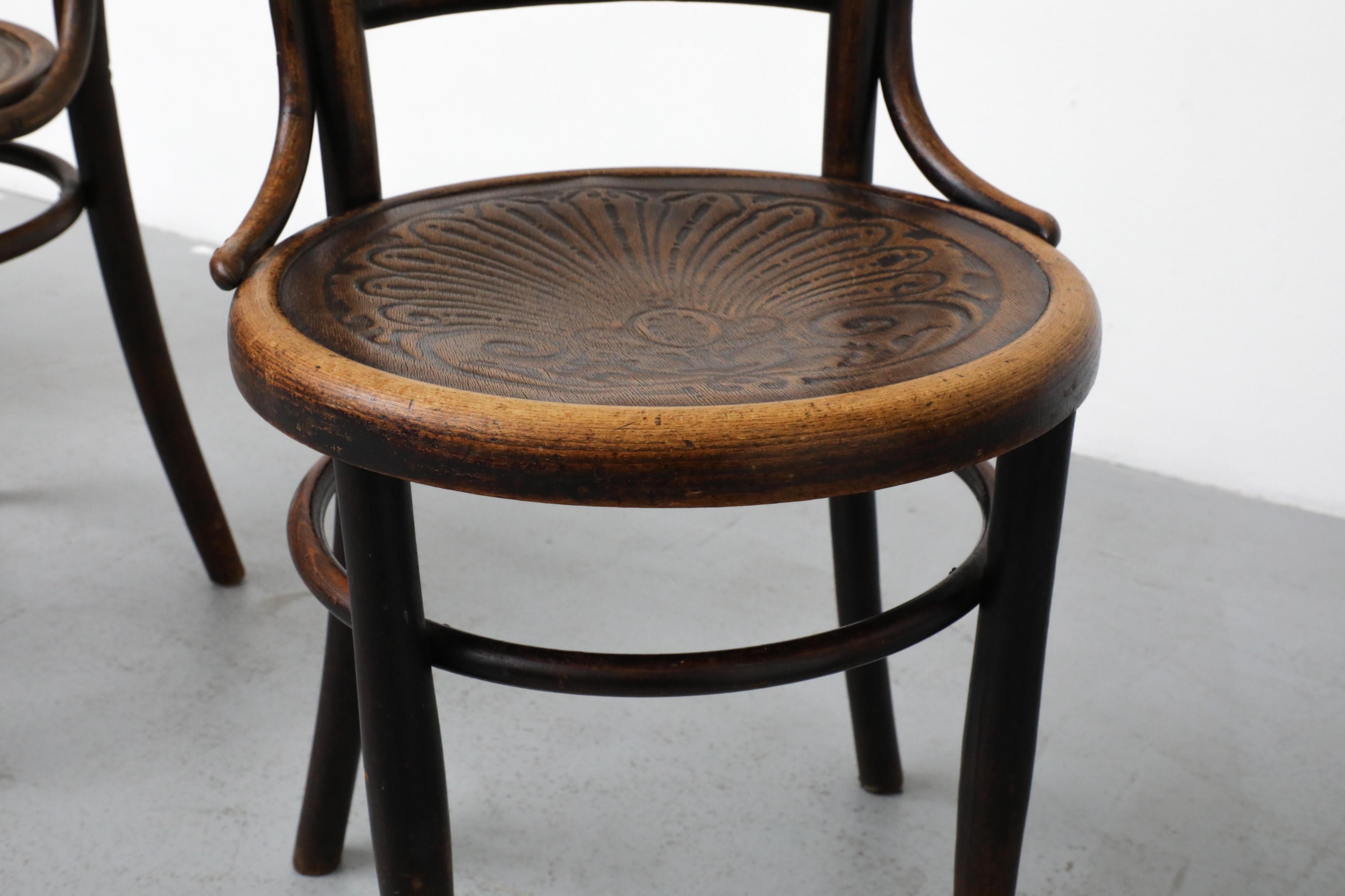 Set of Four Classic Pre-Thonet Bentwood Cafe Chairs by Mundus and J. & J. Kohn For Sale 10