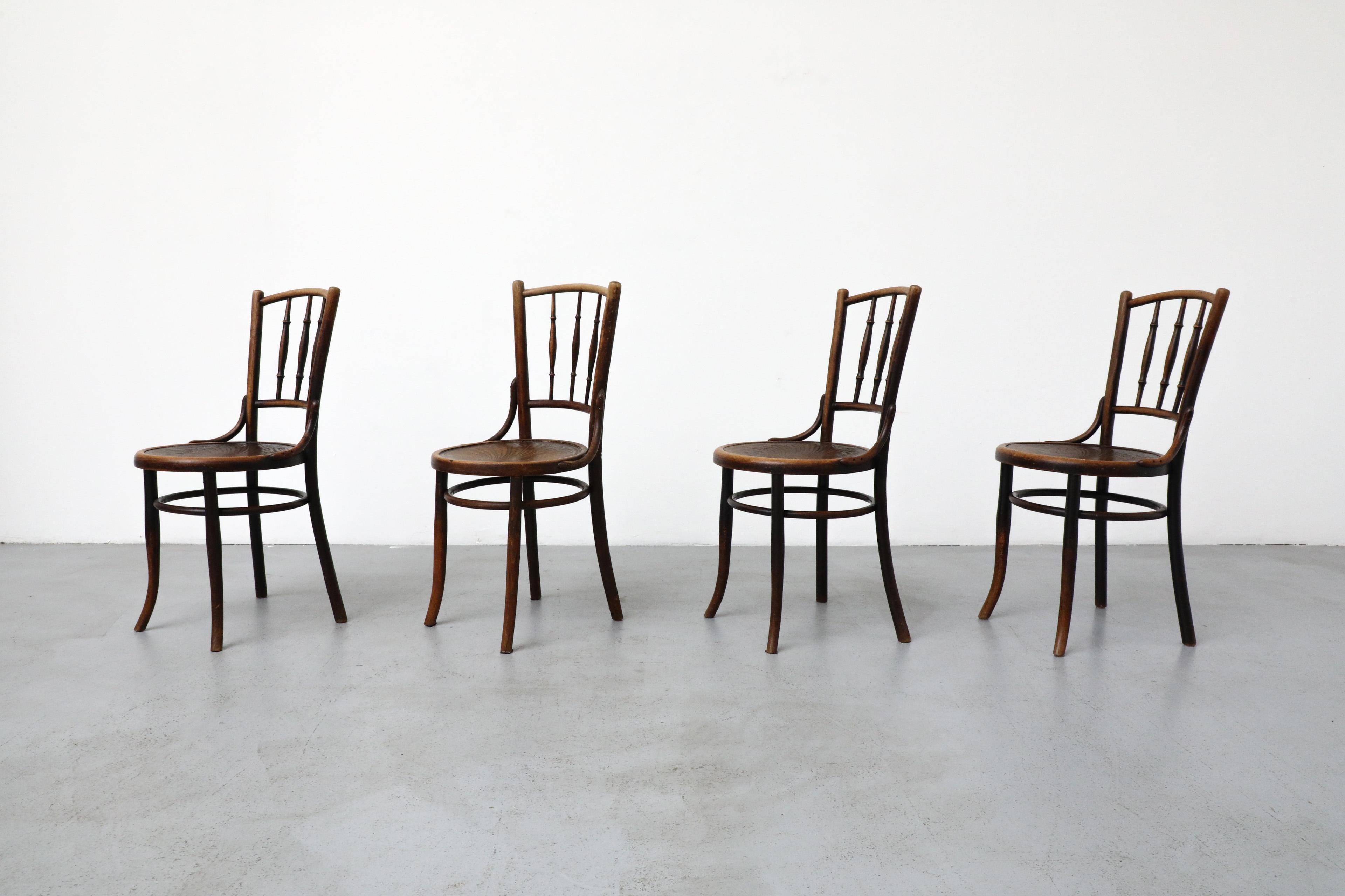 Art Deco Set of Four Classic Pre-Thonet Bentwood Cafe Chairs by Mundus and J. & J. Kohn For Sale