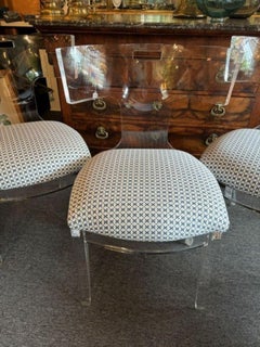 Set of Four Clear Acrylic Upholstered Dining Chairs
