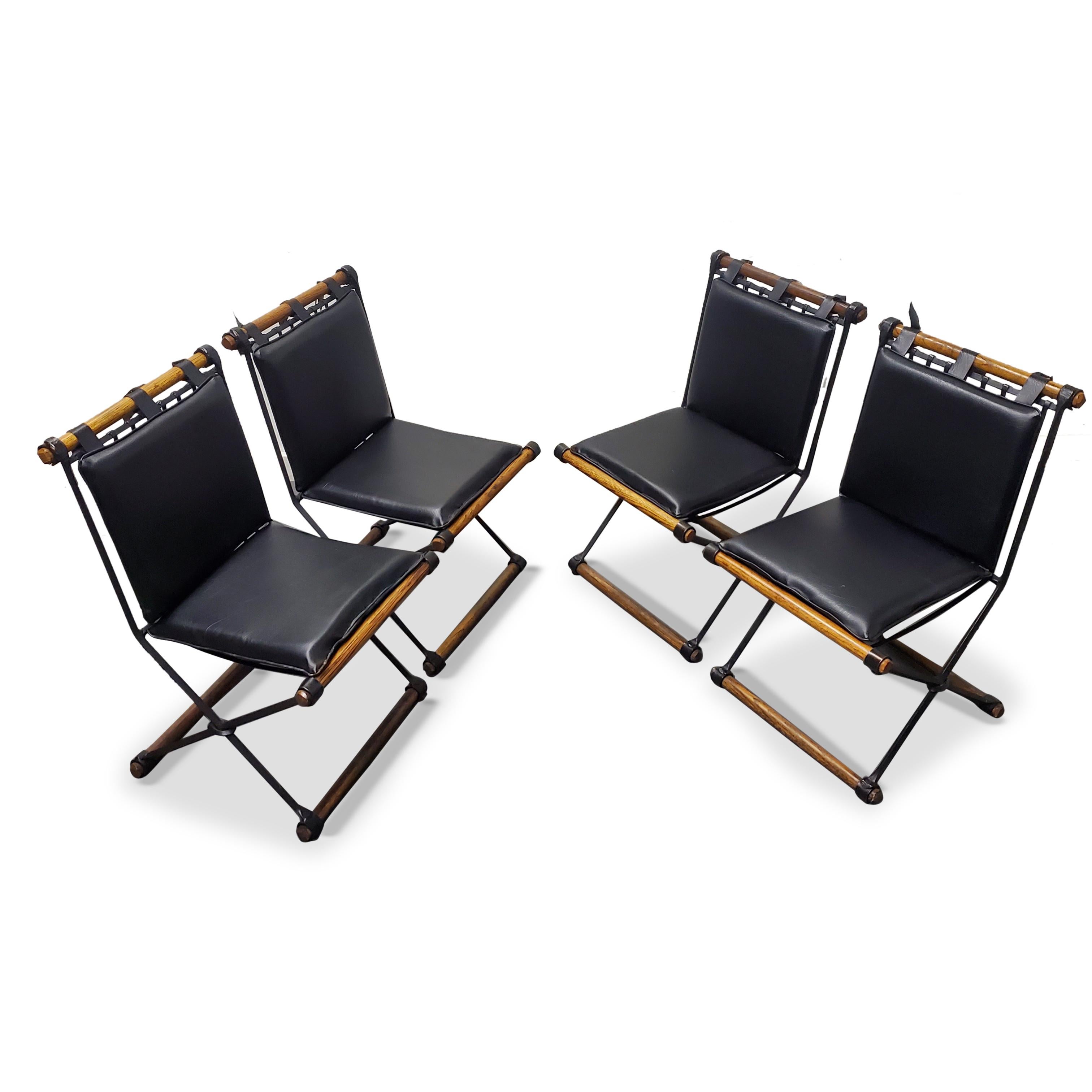 Mid-Century Modern Set of Four Cleo Baldon Wrought Iron Chairs 
