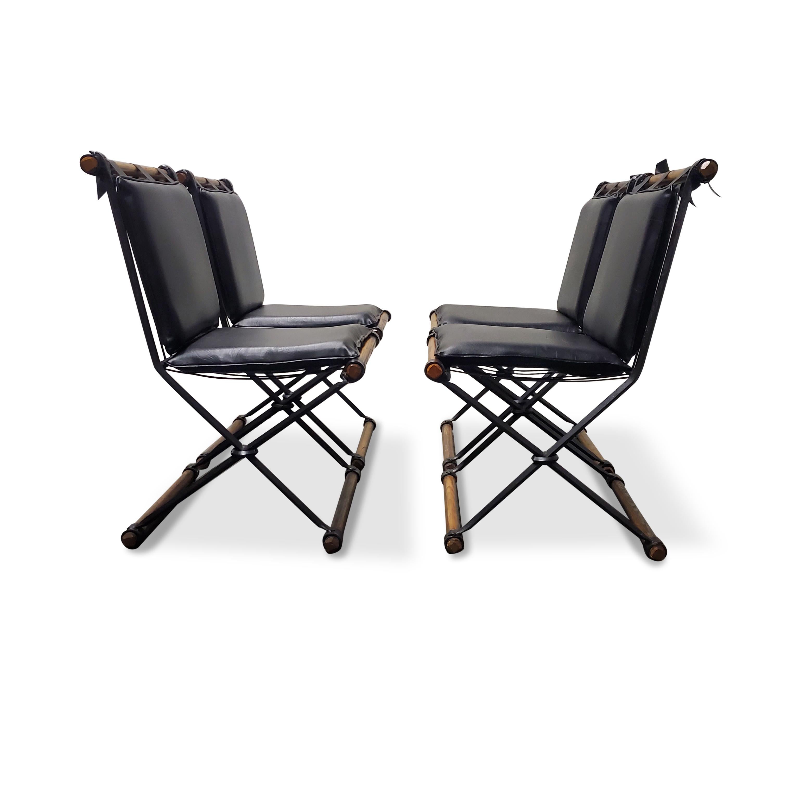 20th Century Set of Four Cleo Baldon Wrought Iron Chairs 