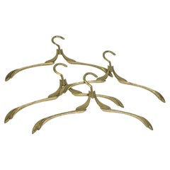 Set of Four Coat Hangers, Art Nouveau Style Solid Brass, Vintage 1950s to 1960s 