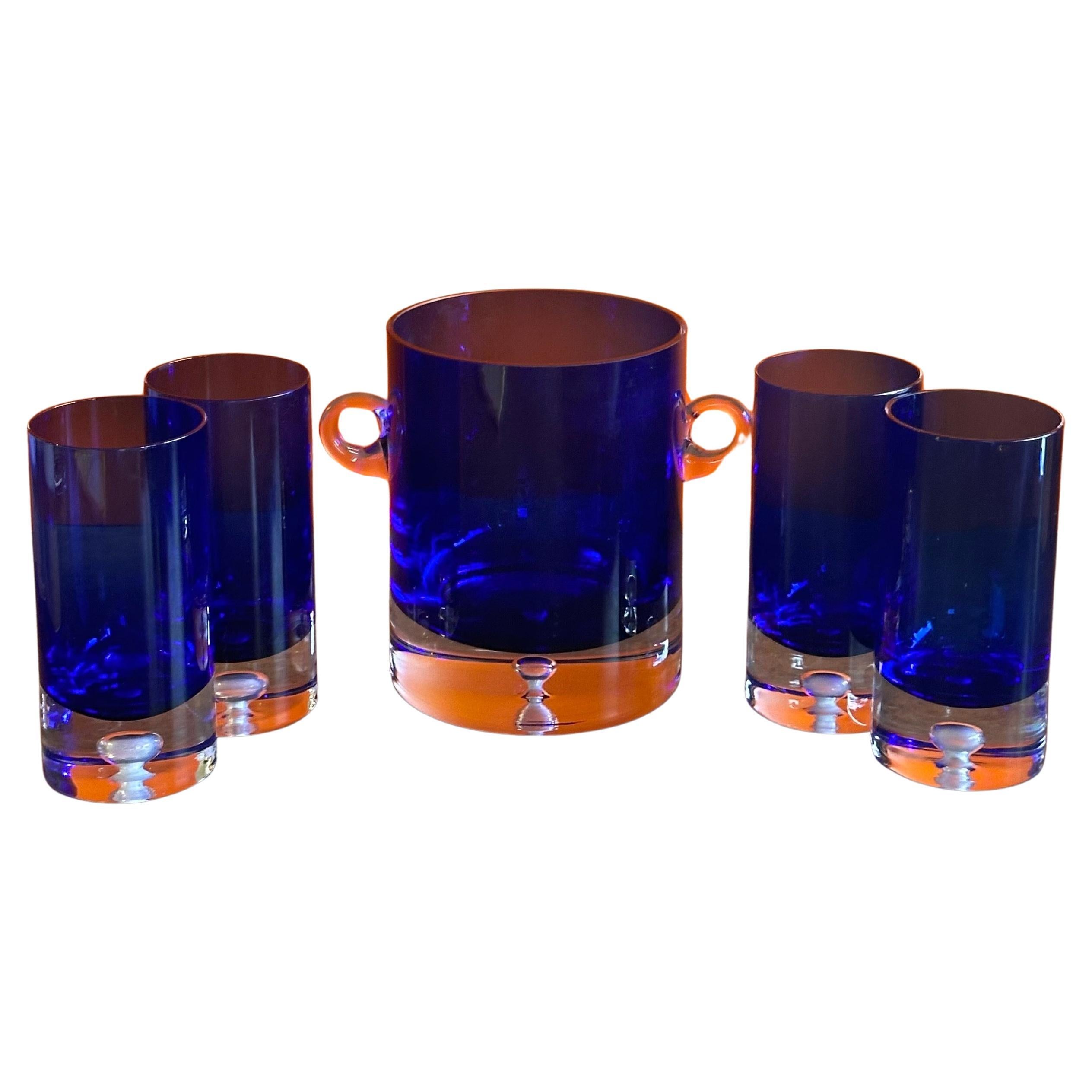Set of Four Cobalt Blue Crystal 