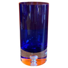 Set of Four Cobalt Blue Crystal "Stocklhom" Glasses with Ice Bucket by Block