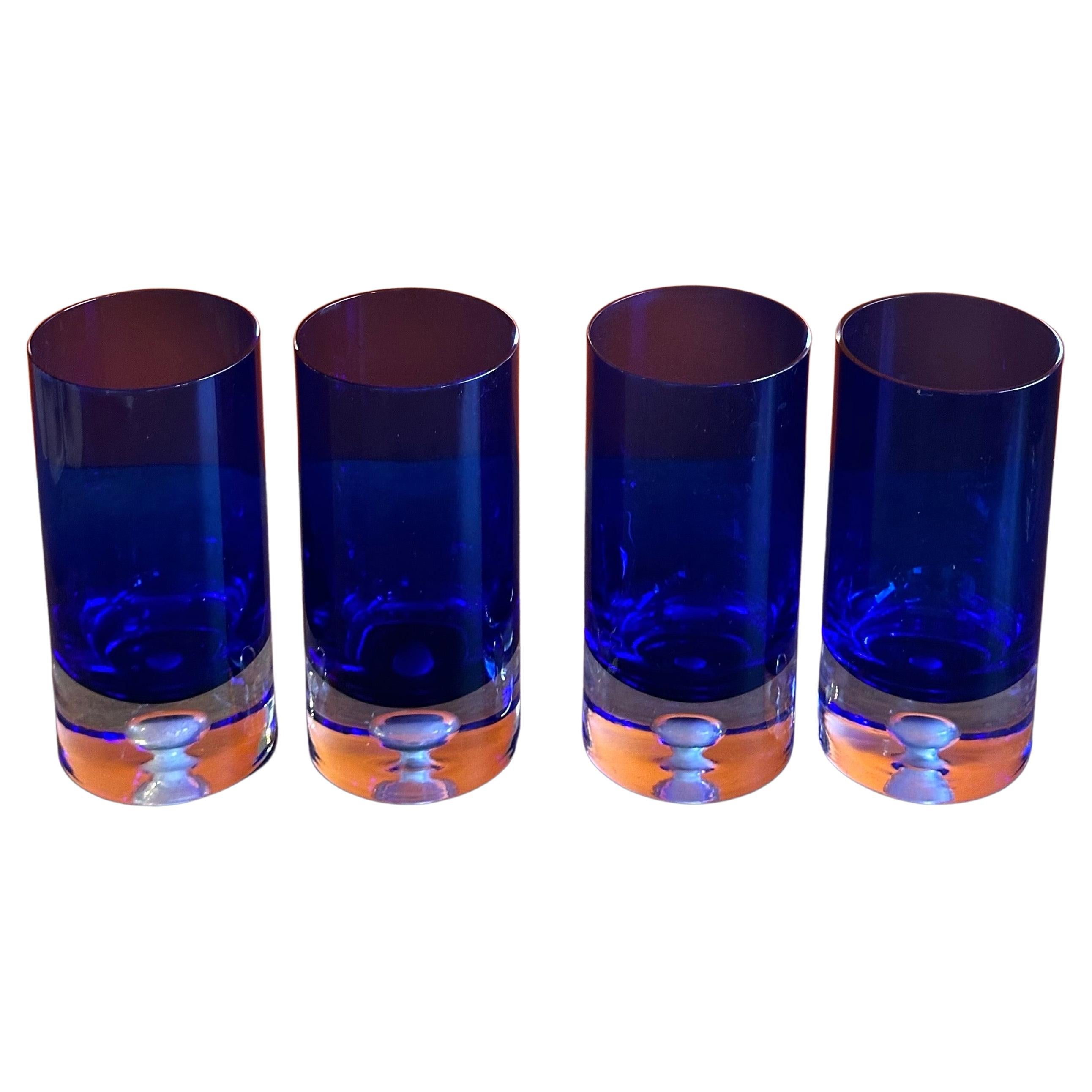 American Set of Four Cobalt Blue Crystal 