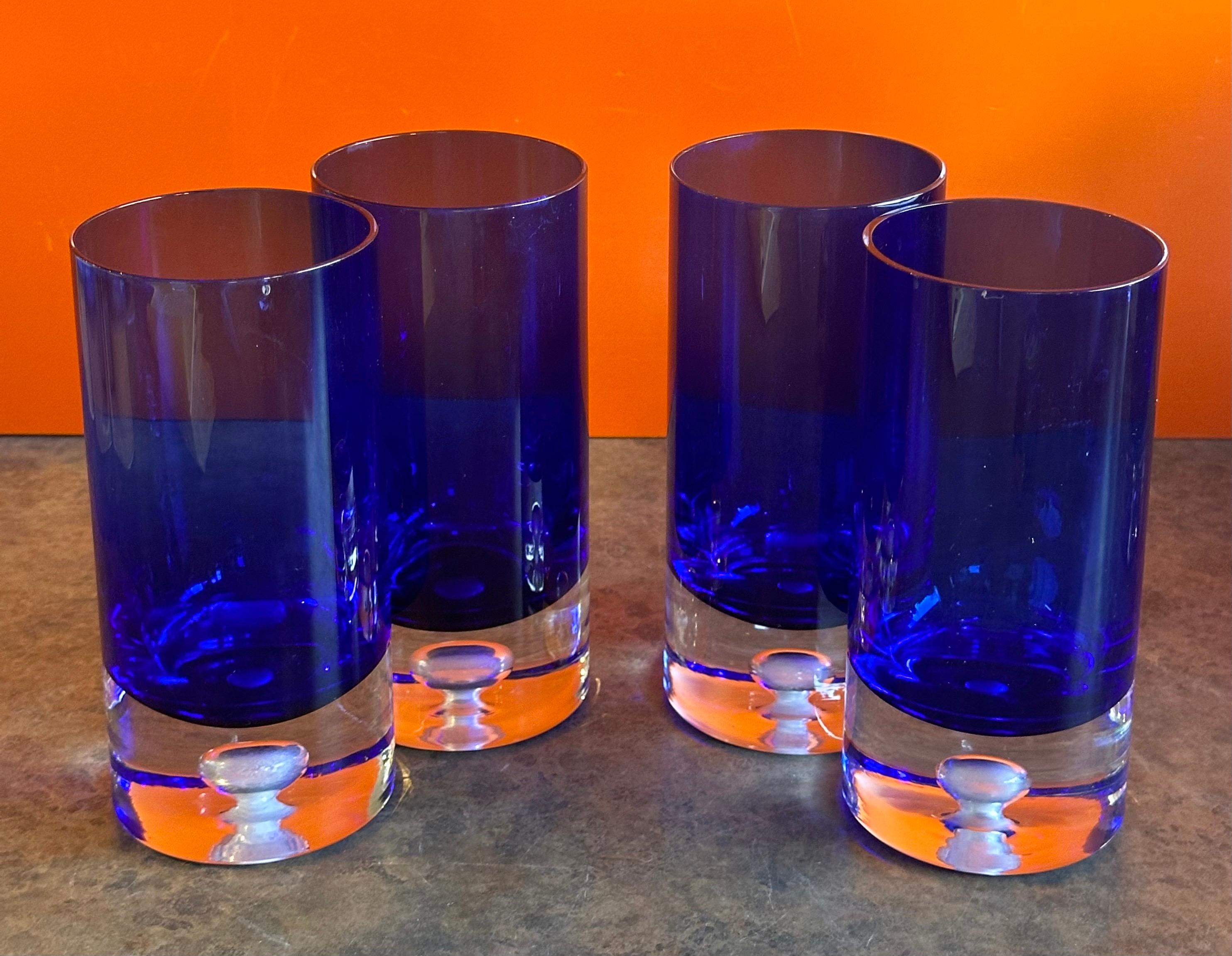 Set of Four Cobalt Blue Crystal 