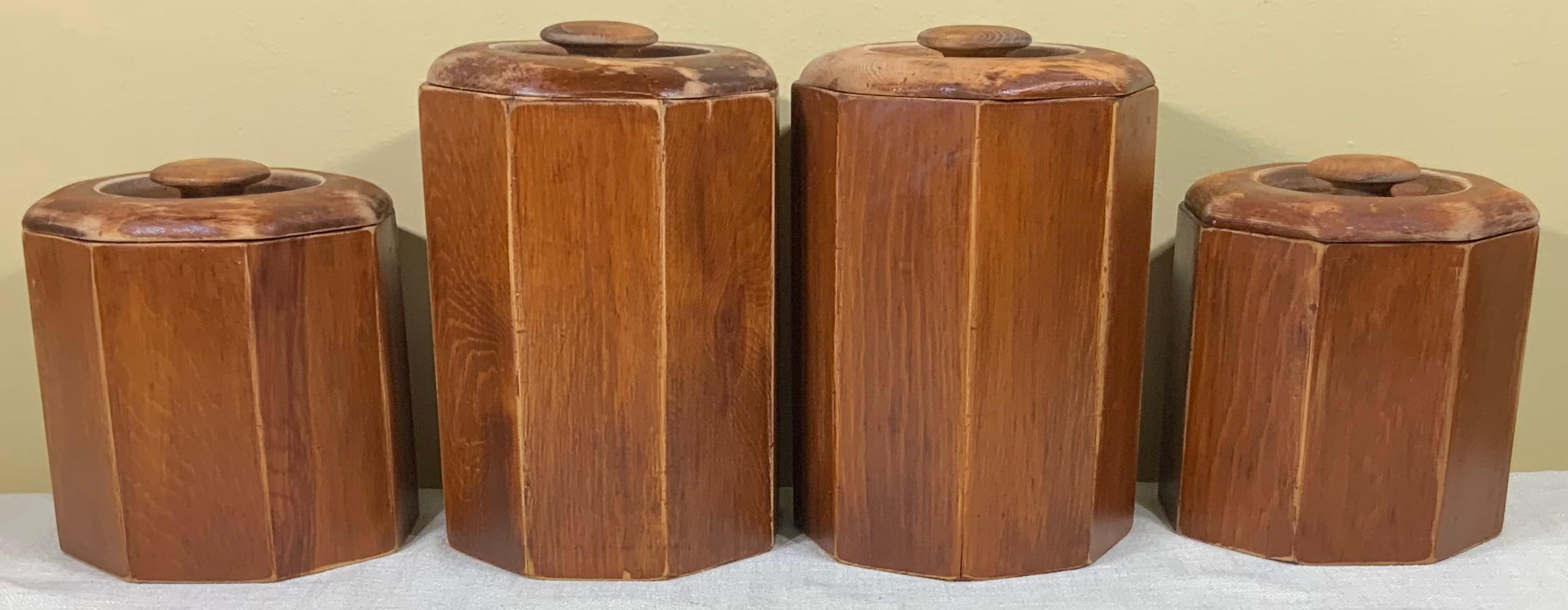 Mid-20th Century Set of Four, Coffee Tea, Sugar and Flour Dispensers For Sale