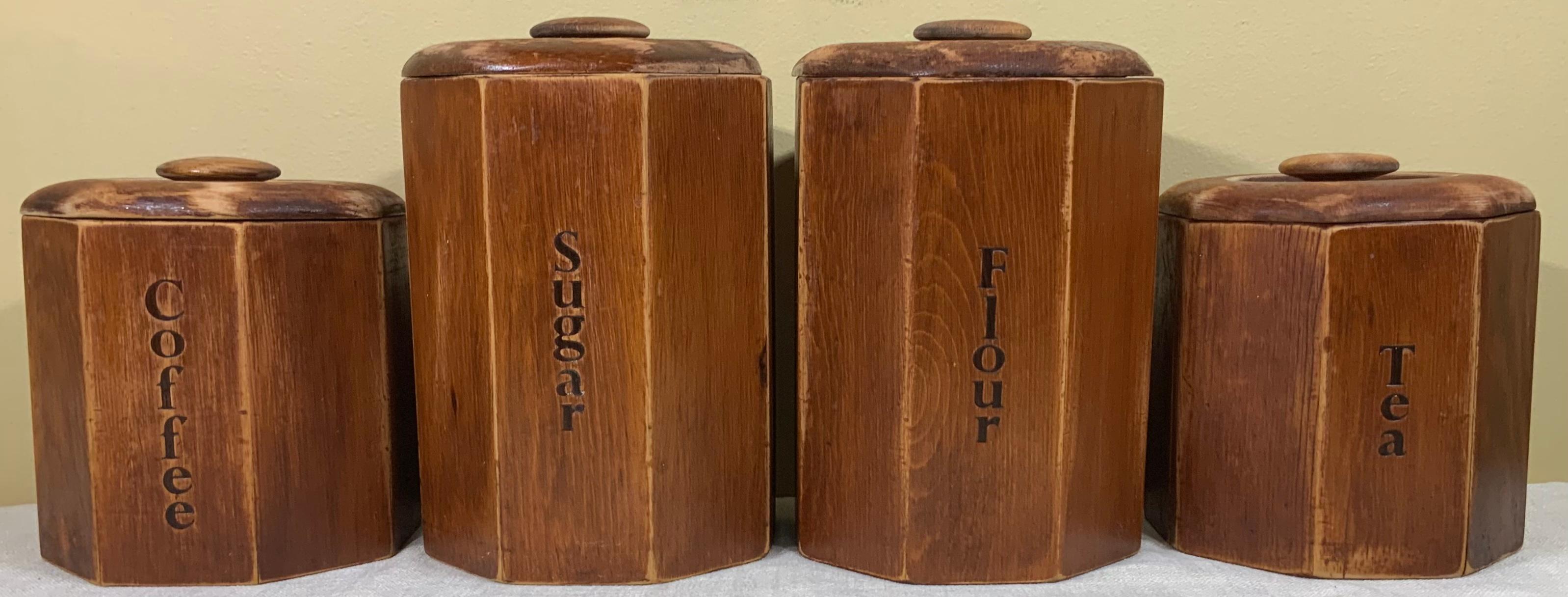 Juego de Cuatro Dispensadores de Café, Té, Azúcar y Harina en venta 1